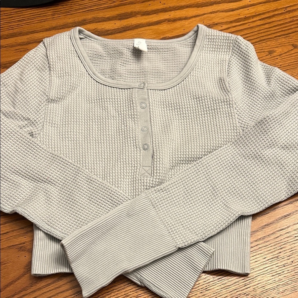 Aerie Light Gray Scoop Neck Sweater
